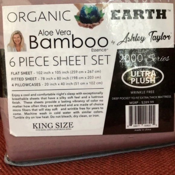 Bamboo Sheets 6 piece set King/Cal Violet - Picture 3 of 4